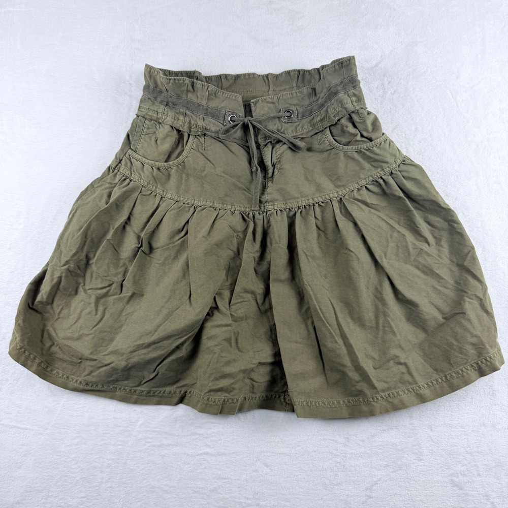 Hooch Y2K Mini Skirt Olive Green Tiered Cargo Pocket Cotton Size 8